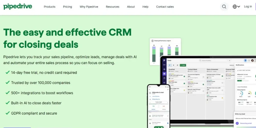 Pipedrive - Salesforce Alternatives for Small Business