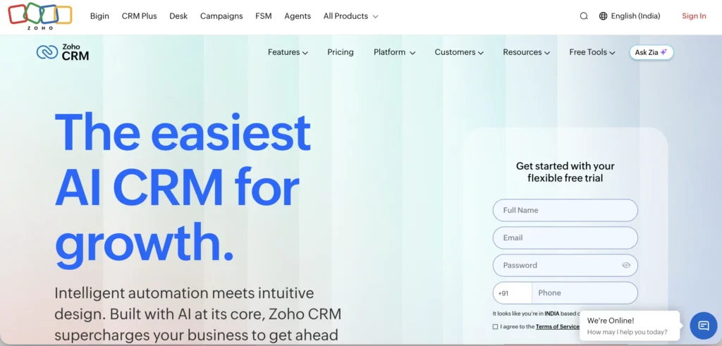 Best Tool for Sales Automation - Zoho CRM